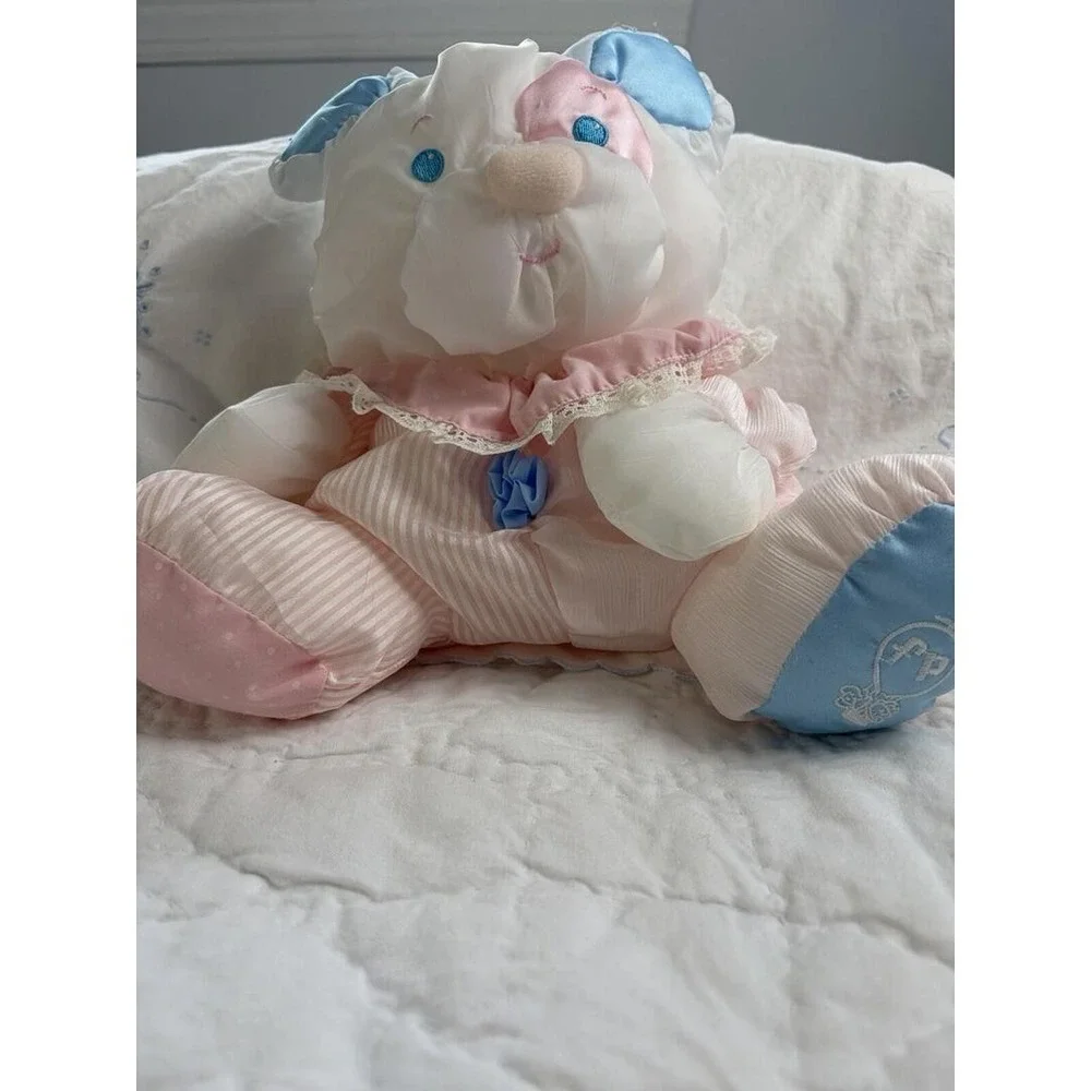 Fisher Price Puffalump Puppy Dog Girl Pink Blue Puffalump Vtg Toy Puffy Rattle